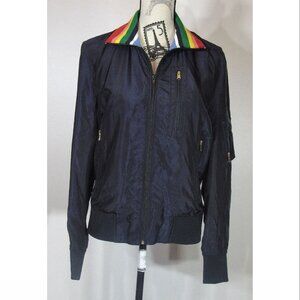 Paul Smith Contrast Collar Bomber Jacket Navy, with Rainbow Collar, Men's Size S